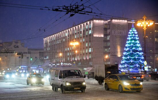 Snowfall in Moscow