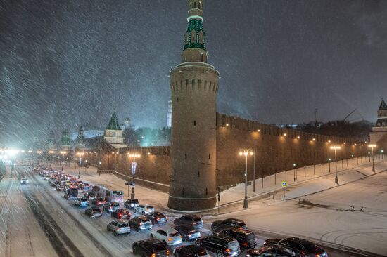 Snowfall in Moscow