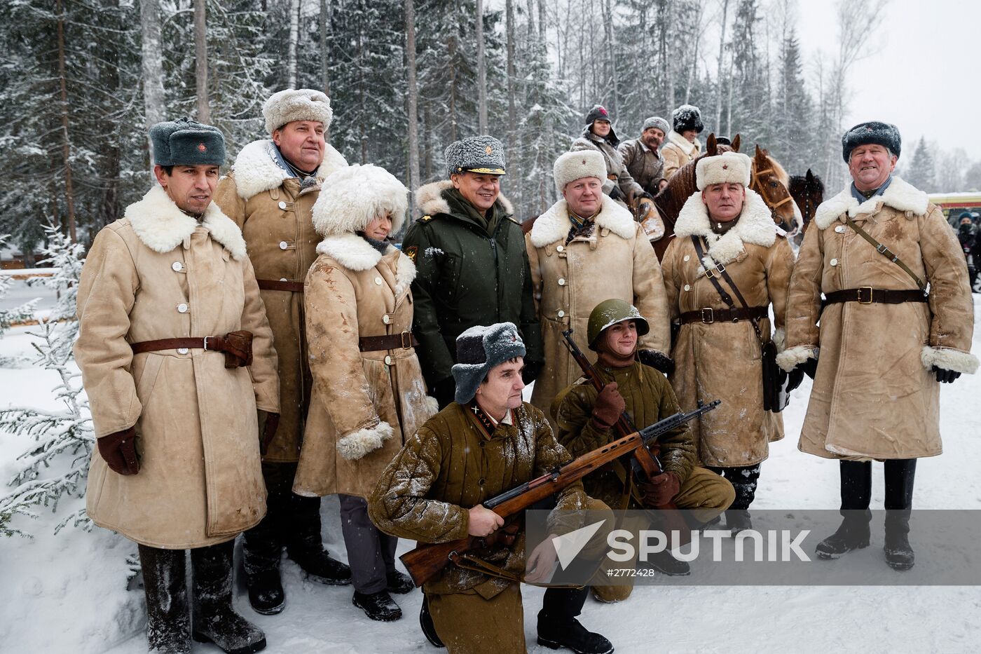 Defense Minister Sergei Shoigu at opening ceremony for Partisan Village Historical Park