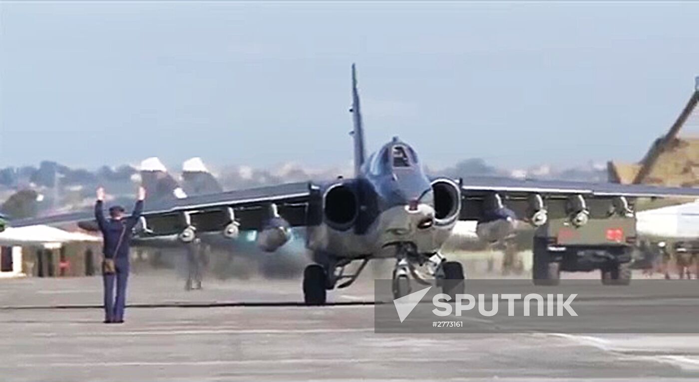 Russia's Su-25 and Syria's MiG-29 on combat flight mission from Hmeimim airbase