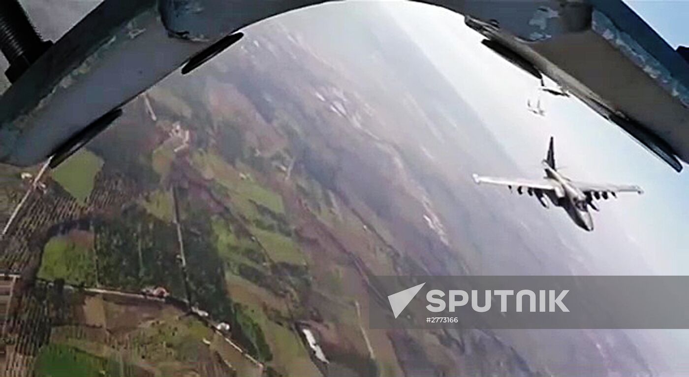Russia's Su-25 and Syria's MiG-29 on combat flight mission from Hmeimim airbase
