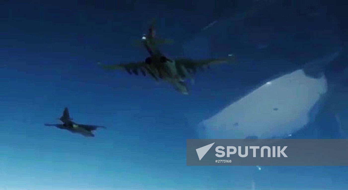 Russia's Su-25 and Syria's MiG-29 on combat flight mission from Hmeimim airbase