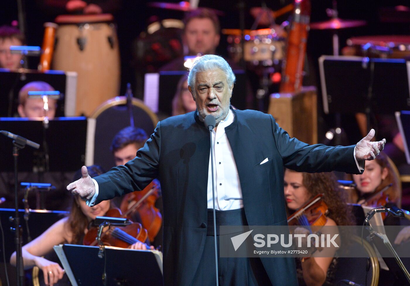 Opera singer Placido Domingo gives a concert in Moscow