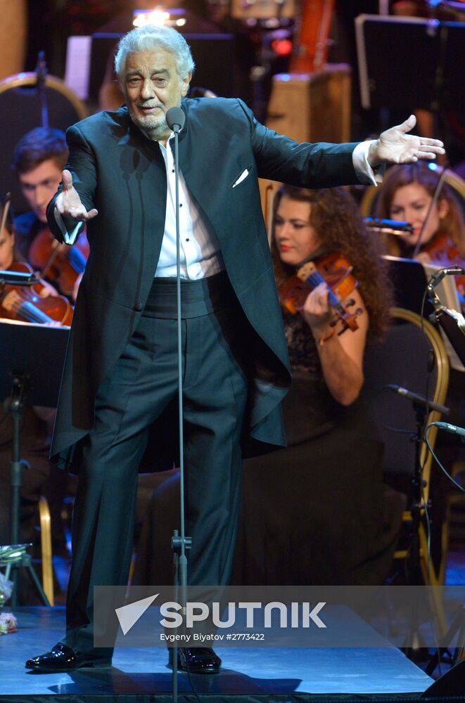 Opera singer Placido Domingo gives a concert in Moscow