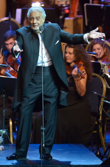 Opera singer Placido Domingo gives a concert in Moscow