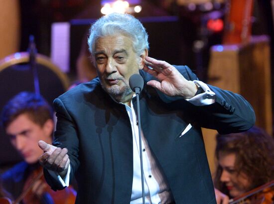 Opera singer Placido Domingo gives a concert in Moscow