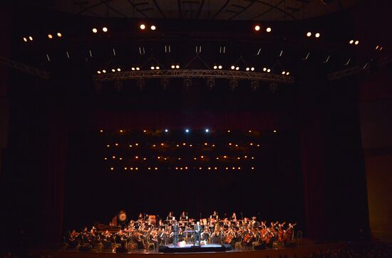 Opera singer Placido Domingo gives a concert in Moscow
