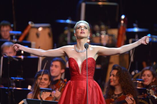 Opera singer Placido Domingo gives a concert in Moscow