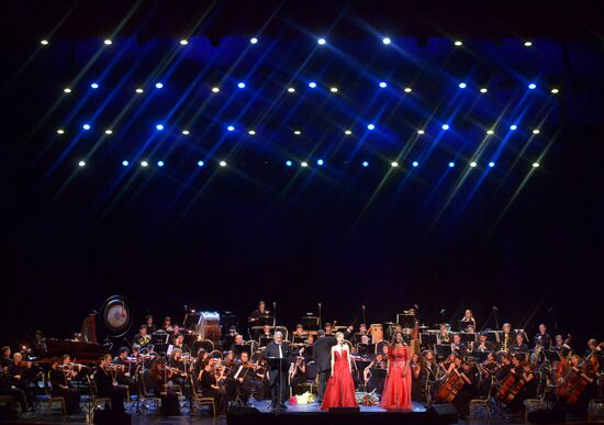 Opera singer Placido Domingo gives a concert in Moscow