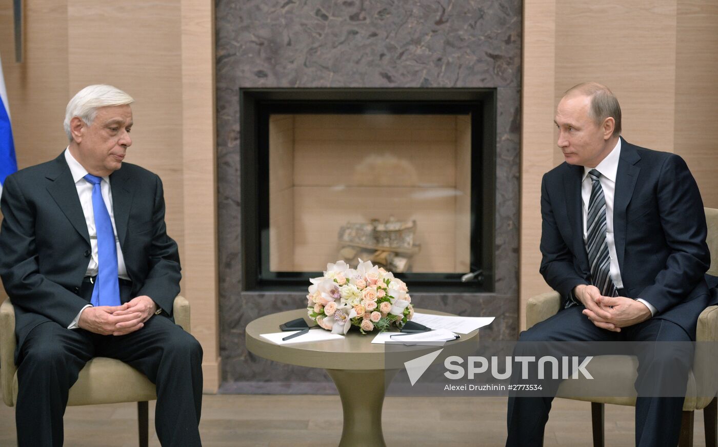 President Vladimir Putin meets with Greek counterpart Prokopis Pavlopoulos