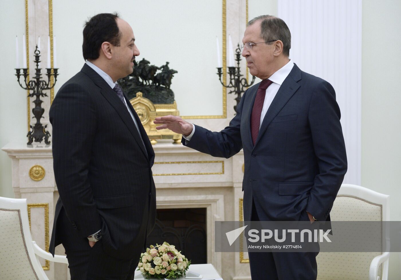 President Vladimir Putin meets with Qatari Emir Tamim bin Hamad Al-Thani