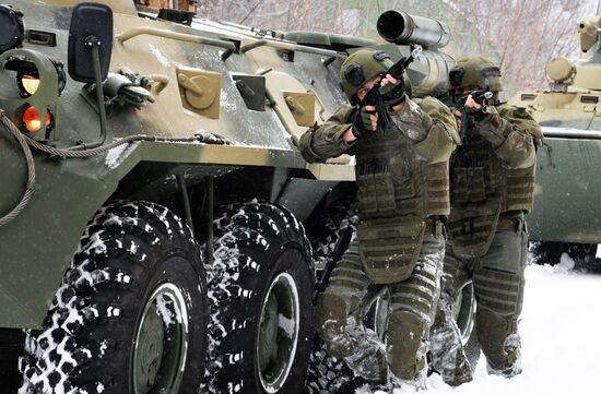 Russian Engineering Corps' stormtroopers during drills