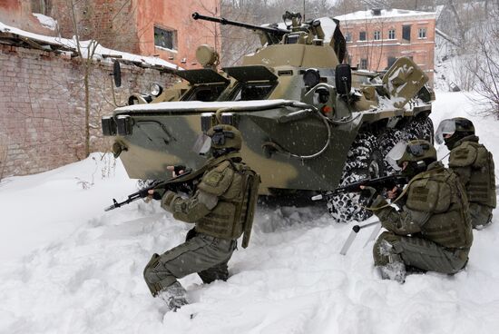 Russian Engineering Corps' stormtroopers during drills