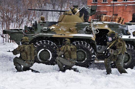 Russian Engineering Corps' stormtroopers during drills