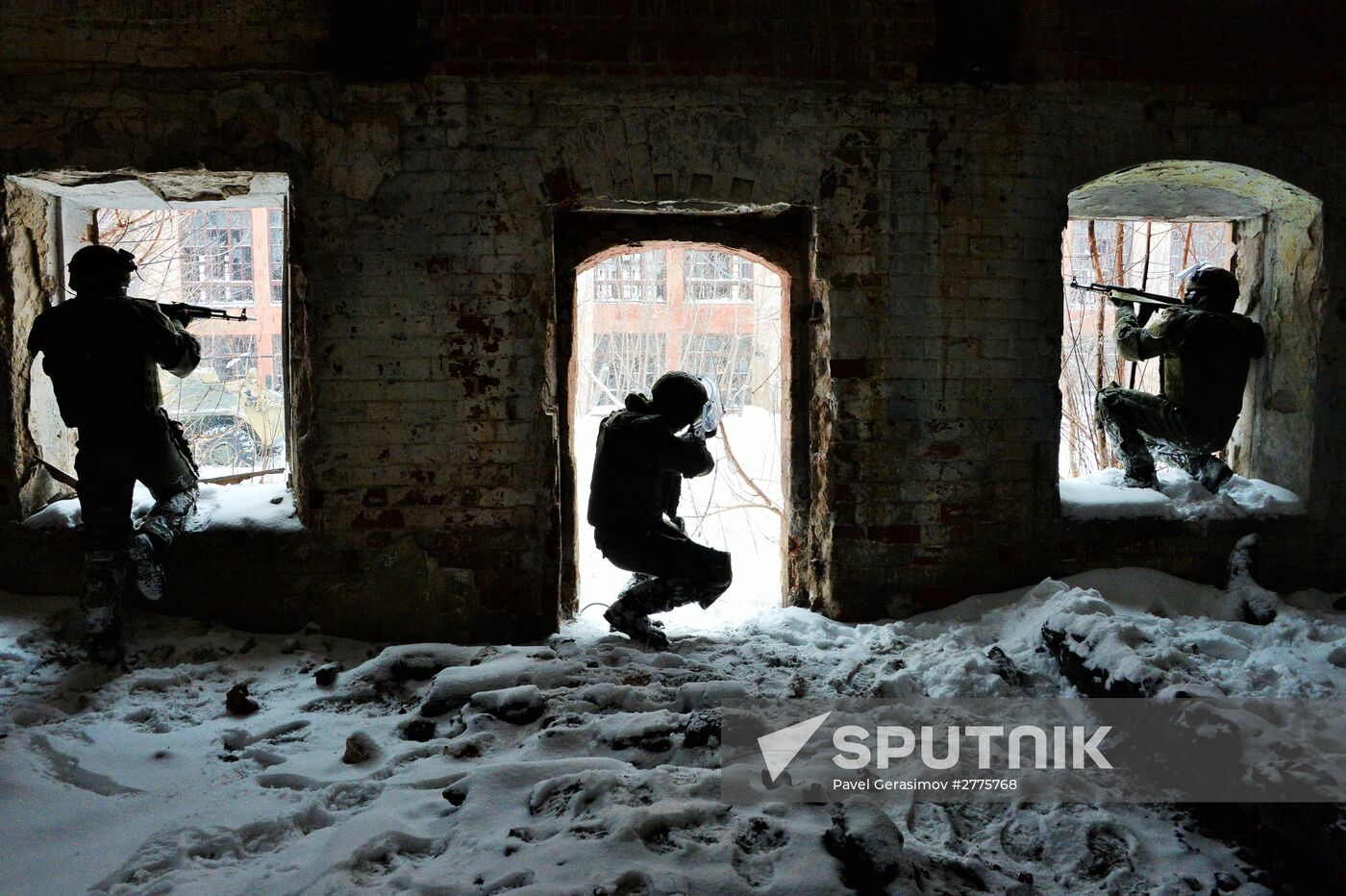 Russian Engineering Corps' stormtroopers during drills