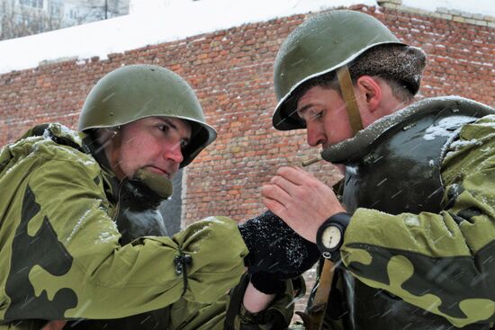 Russian Engineering Corps' stormtroopers during drills