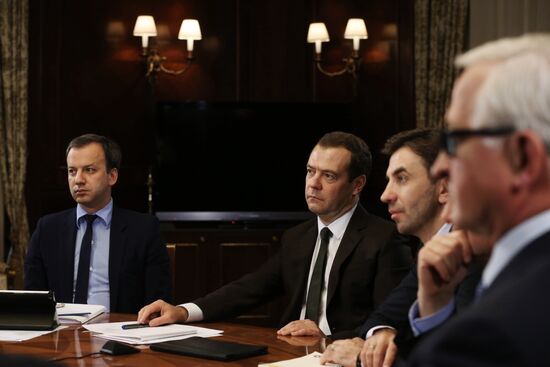 Prime Minister Dmitry Medvedev at meeting with members of Government Expert Council