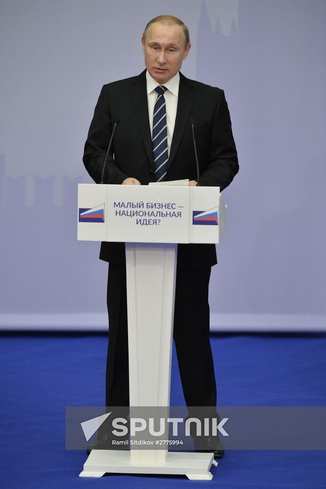 President Vladimir Putin attends 'Are Small Businesses a National Idea?' national forum