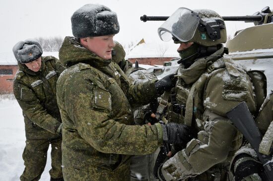 Assault battalion of Russian army's engineer force conduct military exersize