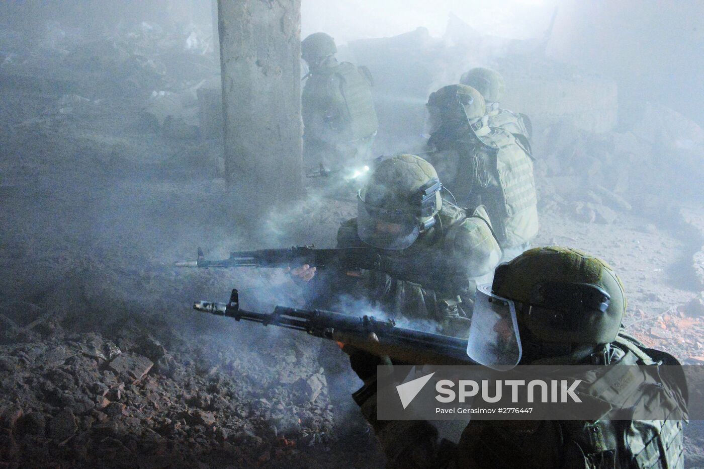 Assault battalion of Russian army's engineer force conduct military exersize