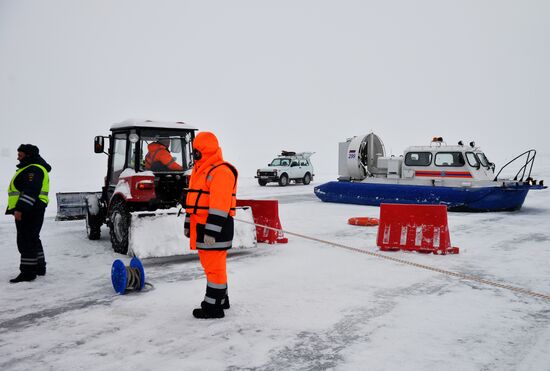 Exercise in RTA relief efforts on ice crossing in Kazan