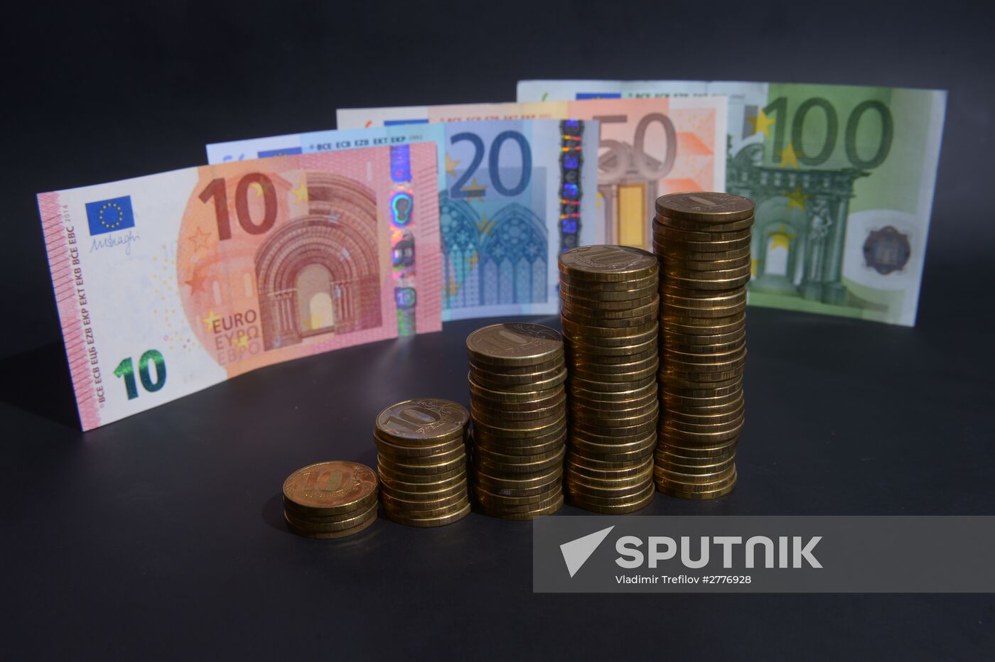 Banknotes and coins of Russia and European Union