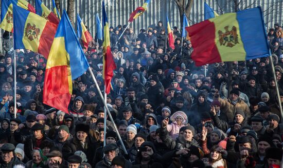 Protests outside parliament building in Chisinau