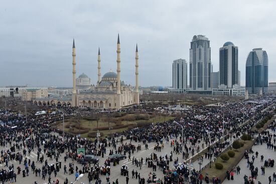 Rally in support of Ramzan Kadyrov in Grozny