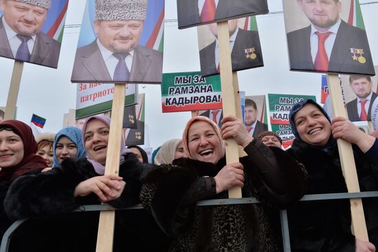 Rally in support of Ramzan Kadyrov in Grozny