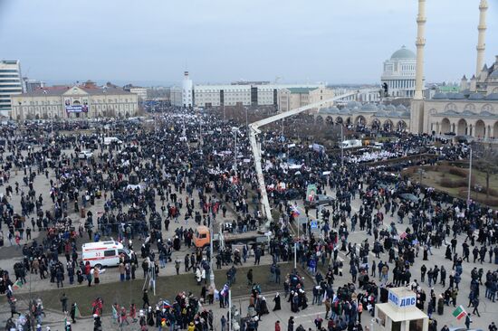 Rally in support of Ramzan Kadyrov in Grozny