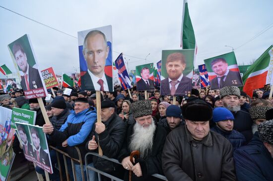 Rally in support of Ramzan Kadyrov in Grozny