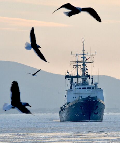 Meeting Pacific Fleet ships unit in Vladivostok