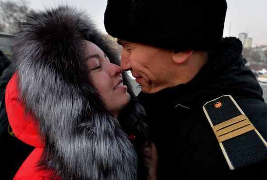 Meeting Pacific Fleet ships unit in Vladivostok