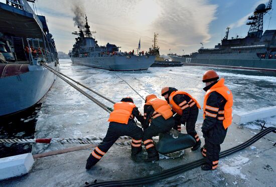 Welcome ceremony for Pacific Fleet's ships in Vladivostok