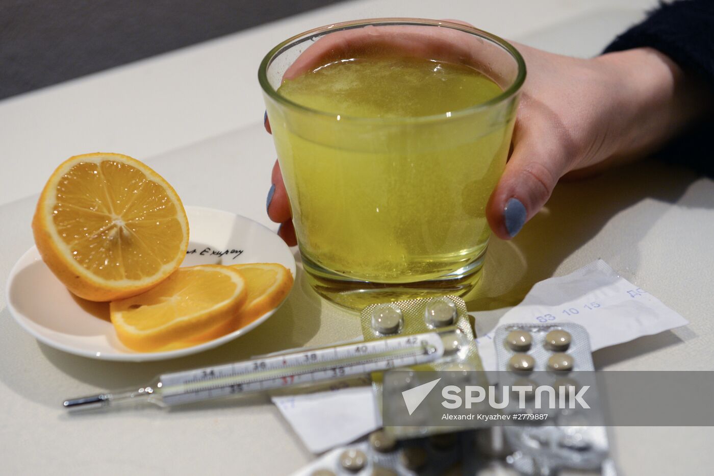 Medicine and thermometer