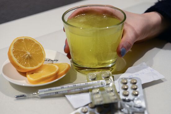 Medicine and thermometer