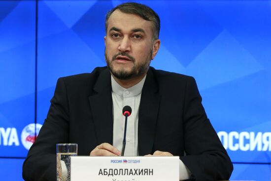 News conference by Iran's Deputy Foreign Minister Hossein Amir-Abdollahian on Middle East situation