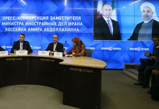 News conference by Iran's Deputy Foreign Minister Hossein Amir-Abdollahian on Middle East situation