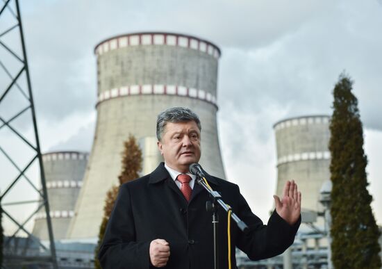 Ukrainian President Petro Poroshenko visits Rovenskaya nuclear power plant