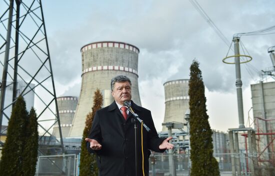 Ukrainian President Petro Poroshenko visits Rovenskaya nuclear power plant