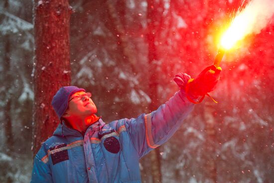Expedition 54/55 crew conduct winter forest survival training