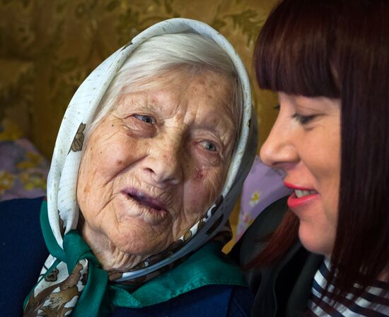 Agafya Dyachkova from Simferopol District on her 106th birthday