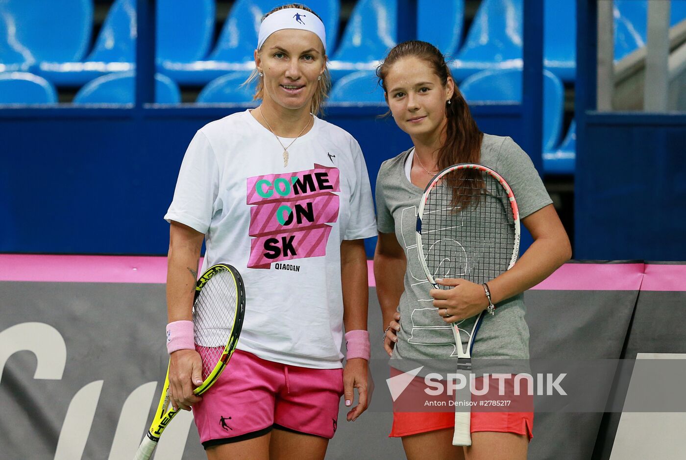 Tennis. 2015 Fed Cup. Russia - Netherlands. Russia's training session