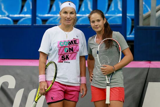 Tennis. 2015 Fed Cup. Russia - Netherlands. Russia's training session