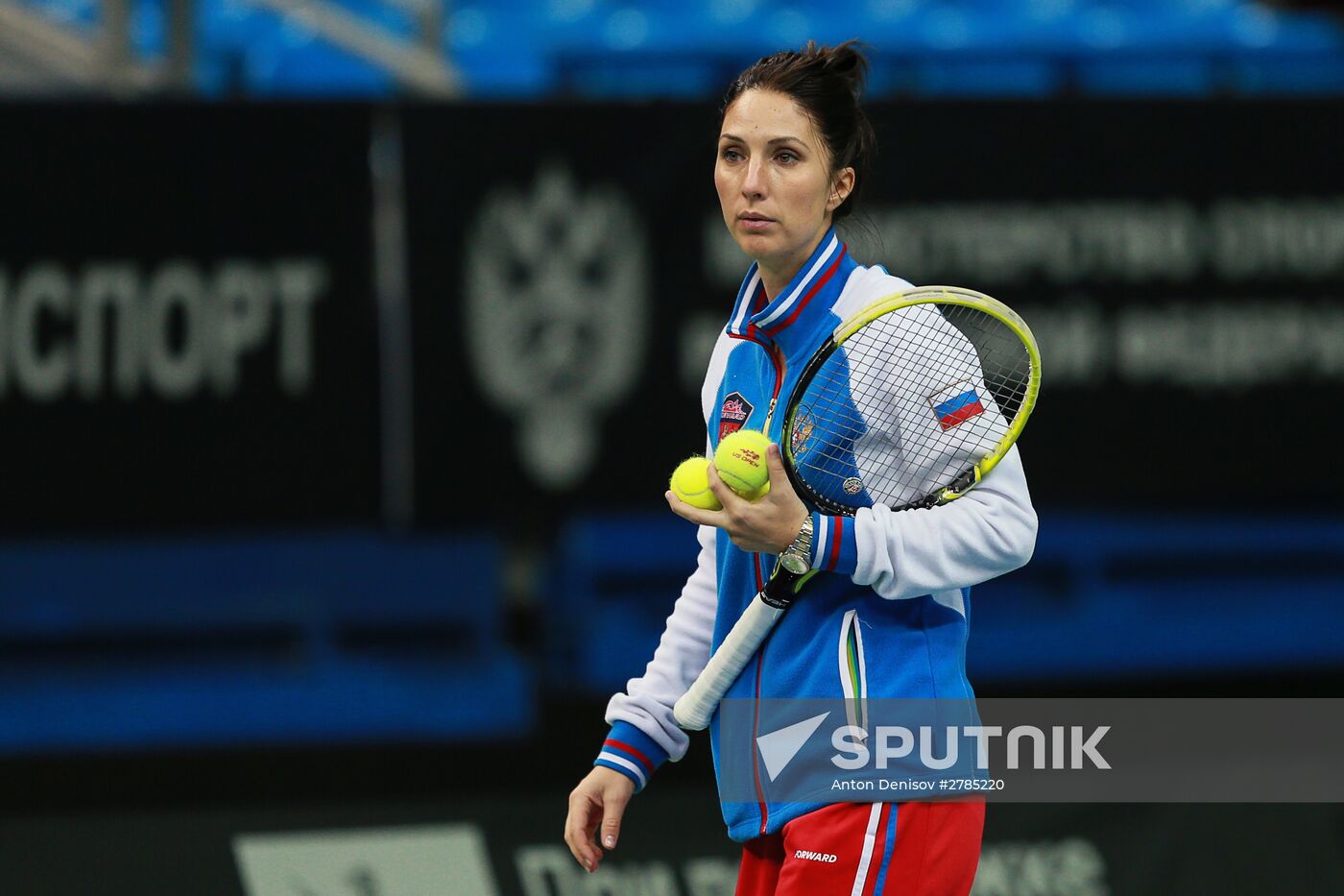Tennis. 2015 Fed Cup. Russia - Netherlands. Russia's training session