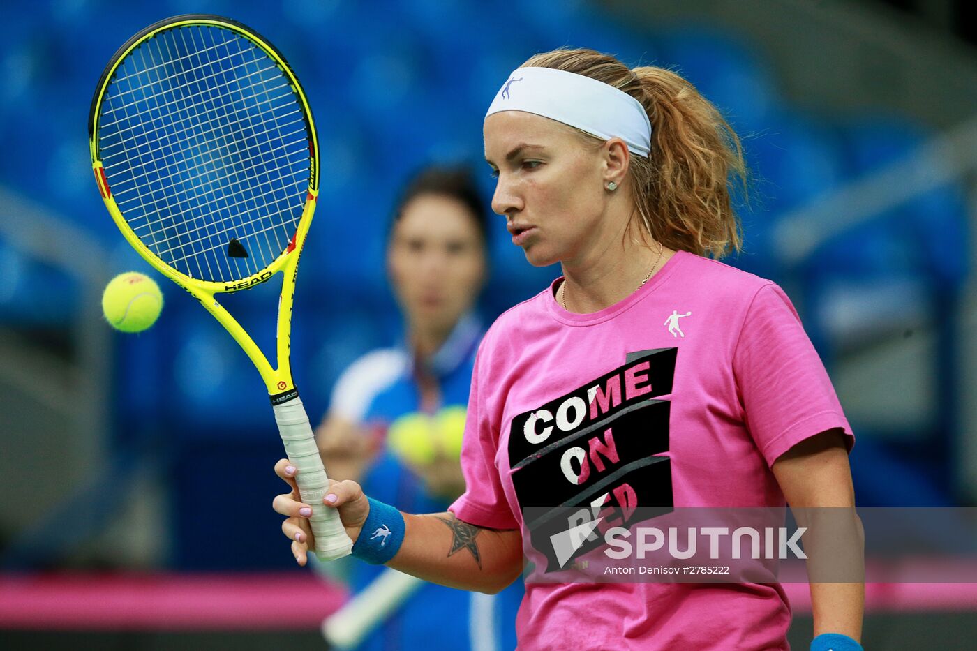 Tennis. 2015 Fed Cup. Russia - Netherlands. Russia's training session