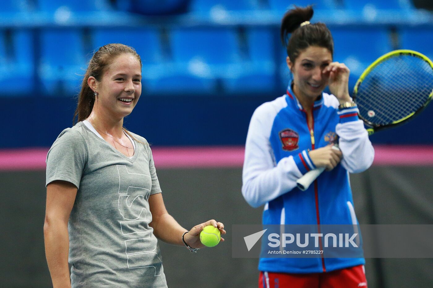 Tennis. 2016 Fed Cup. Russia - Netherlands. Russia's training session