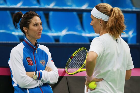 Tennis. 2016 Fed Cup. Russia - Netherlands. Russia's training session