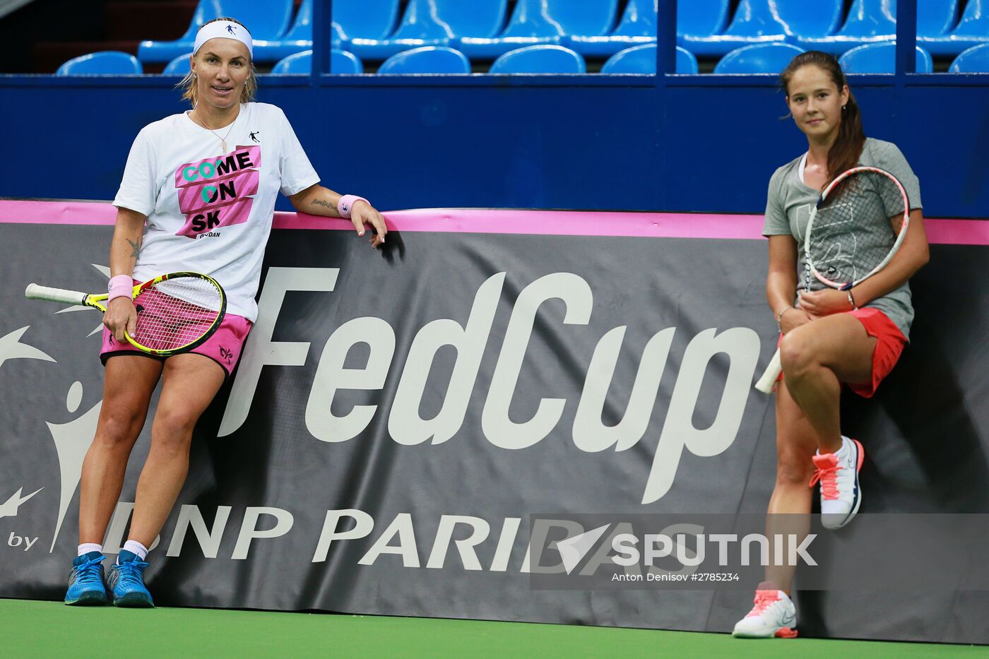 Tennis. 2016 Fed Cup. Russia - Netherlands. Russia's training session