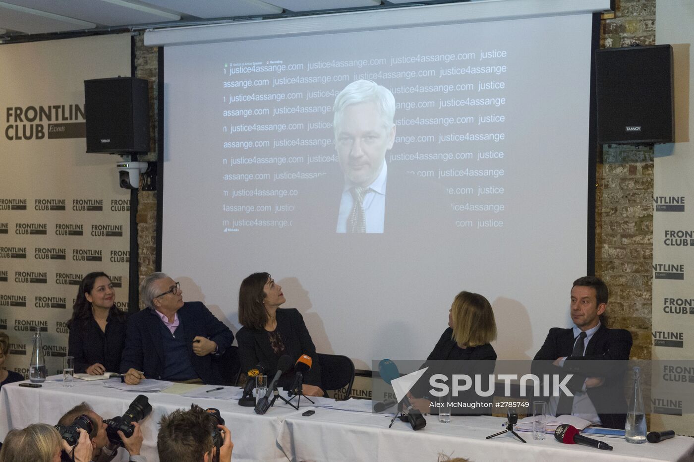 Julian Assange gives press conference over a video link from Ecuador Embassy in London
